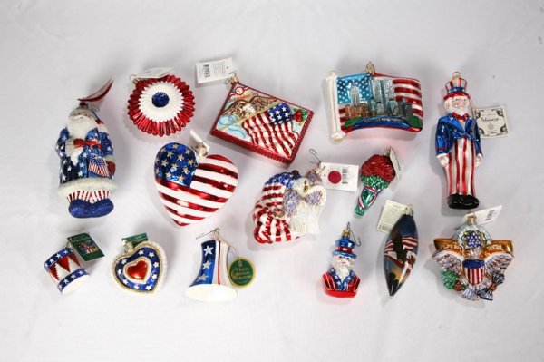 FOURTEEN PATRIOTIC ORNAMENTS. Radko's E Pluribus 