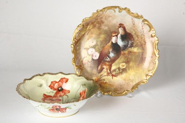 TWO HANDPAINTED CHINA BOWLS. Nippon with orange p