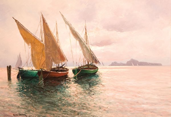 MARINE PAINTING AT DUSK BY GUIDO ODIERNA (ITALY, 19