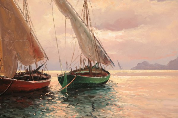 MARINE PAINTING AT DUSK BY GUIDO ODIERNA (ITALY, 19 - 4