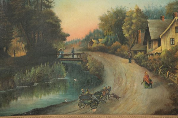 VILLAGE LANDSCAPE WITH FIGURES(AMERICAN, LATE 19TH - 2