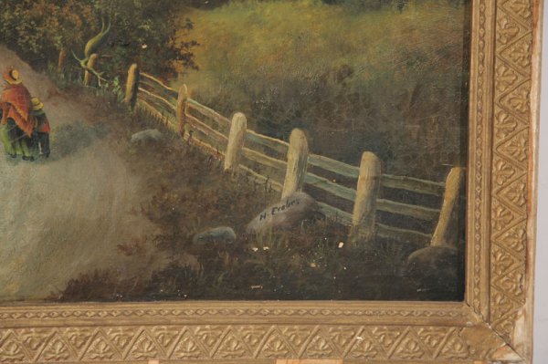 VILLAGE LANDSCAPE WITH FIGURES(AMERICAN, LATE 19TH - 3