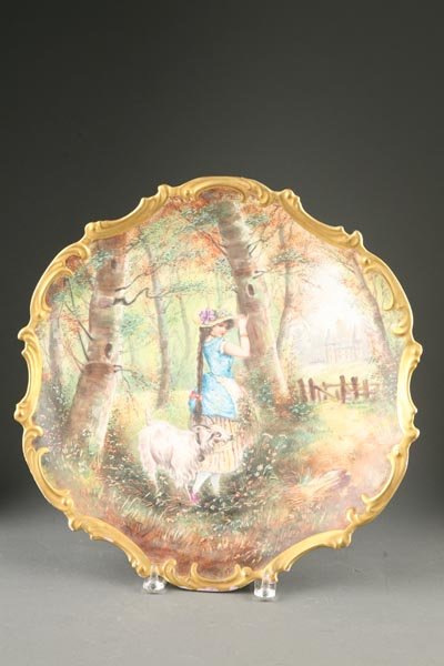 TWO HANDPAINTED WALL PLAQUES WITH ROMANTIC SCENES. - 2