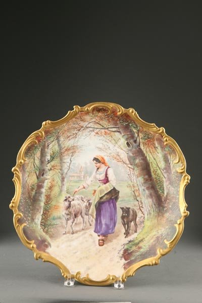 TWO HANDPAINTED WALL PLAQUES WITH ROMANTIC SCENES. - 4