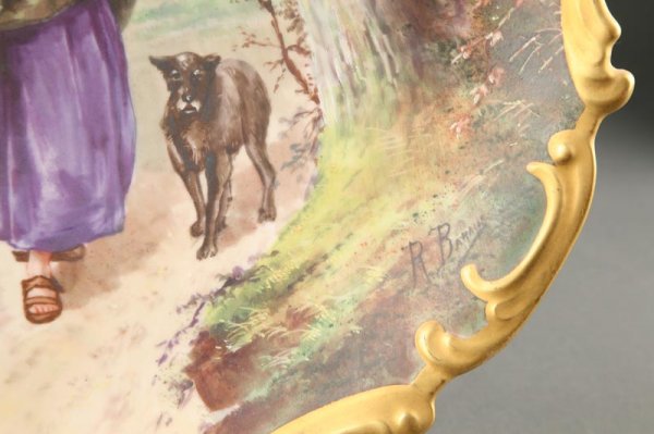 TWO HANDPAINTED WALL PLAQUES WITH ROMANTIC SCENES. - 5