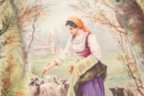 TWO HANDPAINTED WALL PLAQUES WITH ROMANTIC SCENES. - 6