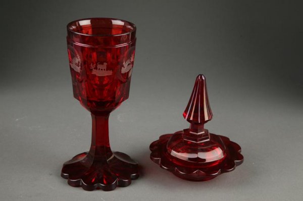 TWO GLASS POKALS. - 3