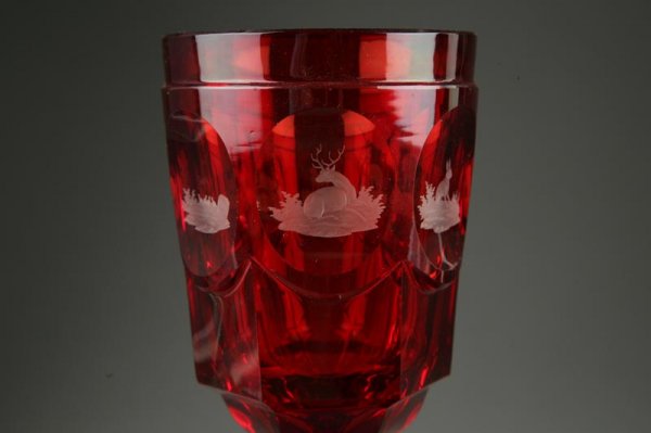 TWO GLASS POKALS. - 6