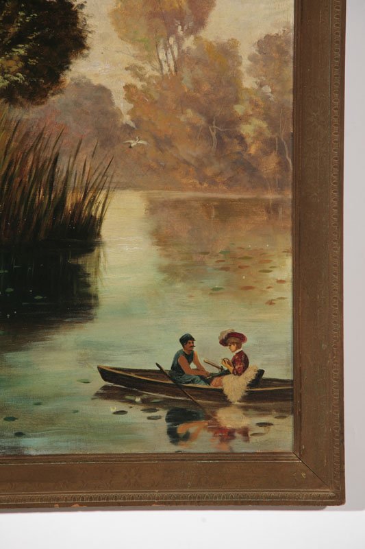 LANDSCAPE WITH ROMANTIC BOATERS (LATE 19TH CENTURY - 2