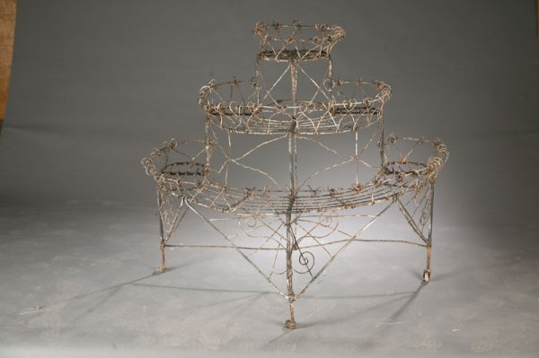 TIERED WIREWORK PLANT STAND.