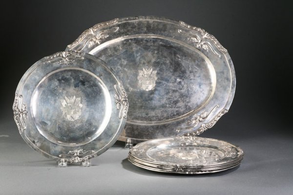 MEXICAN STERLING SERVING SET.