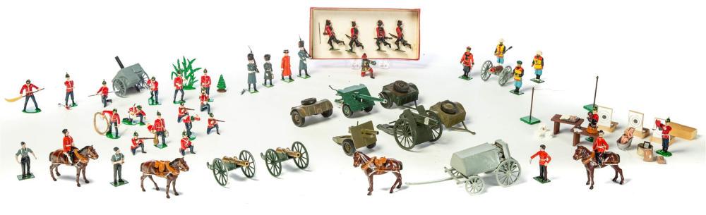 EIGHT BOXES OF LEAD SOLDIERS.: EIGHT BOXES OF LEAD SOLDIERS. Twentieth century. Soldiers of the Queen: "Duke of Cornwall's light infantry in camp," (2 boxes). Kingcast: set no. P2, set no. BX1. Madras Infantry: No. 1. S&S Miniature