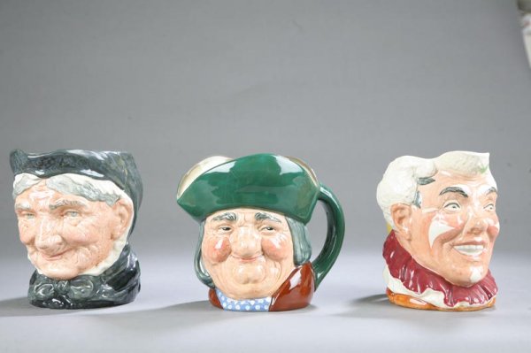 THREE ROYAL DOULTON TOBY JUGS. Granny" 6 1/4" h.
