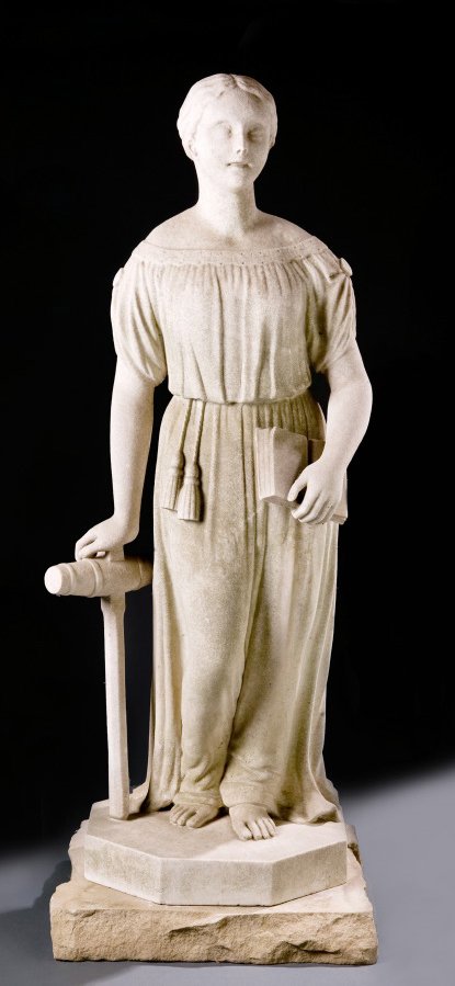 STONE SCULPTURE OF A YOUNG WOMAN (AMERICAN, MID