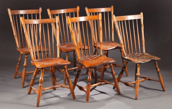 SET OF SIX BAMBOO WINDSOR SIDE CHAIRS. Attrib