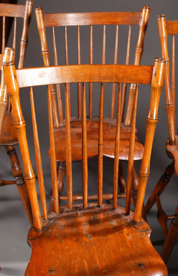 SET OF SIX BAMBOO WINDSOR SIDE CHAIRS. Attrib - 4
