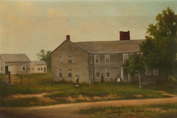 FARM LANDSCAPE WITH FIGURES (AMERICAN, LATE 19TH