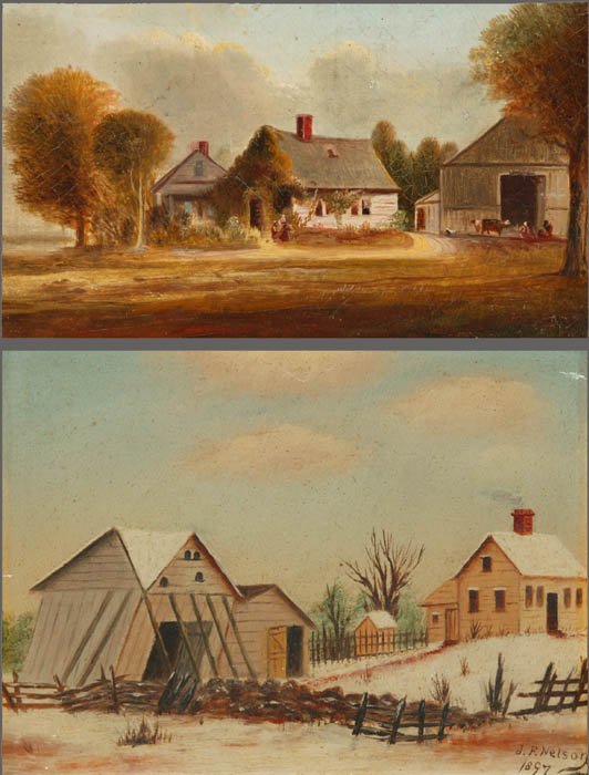 TWO LANDSCAPES WITH HOUSES (AMERICAN, 19TH CENTU