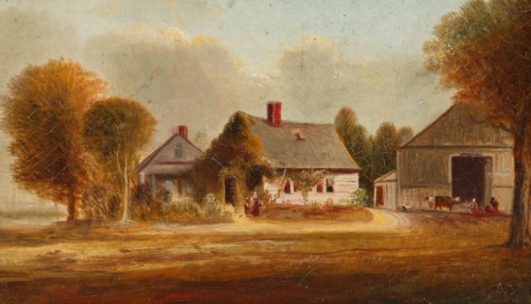TWO LANDSCAPES WITH HOUSES (AMERICAN, 19TH CENTU - 2