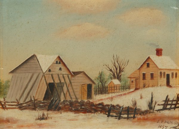 TWO LANDSCAPES WITH HOUSES (AMERICAN, 19TH CENTU - 3