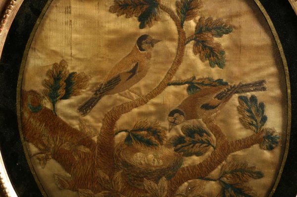 NEEDLEWORK PICTURE OF BIRDS. Probably America - 2