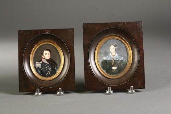 TWO MINIATURES ON IVORY. Probably American, d