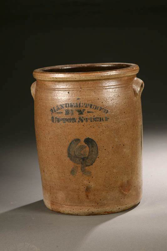 STONEWARE CROCK. Stenciled label "Manufacture