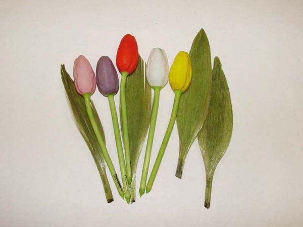 FIVE GLASS TULIPS. Germany, twentieth century