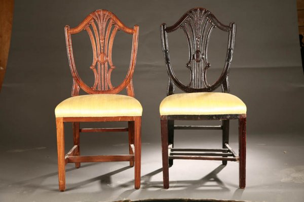 TWO SIDE CHAIRS. English, 19th century, mahog