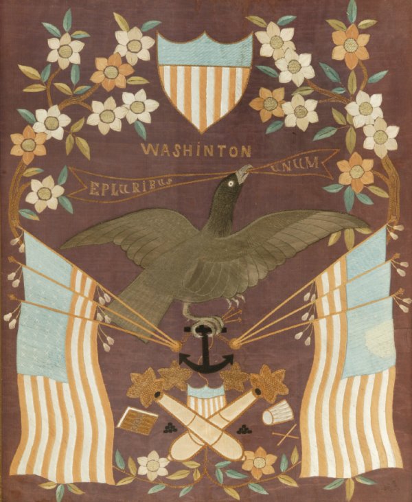 PATRIOTIC NEEDLEWORK. American, late 19th cen
