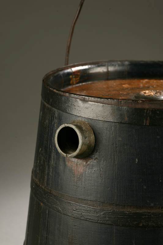 PAINTED FIRKIN WITH SPOUT. Probably American, - 2