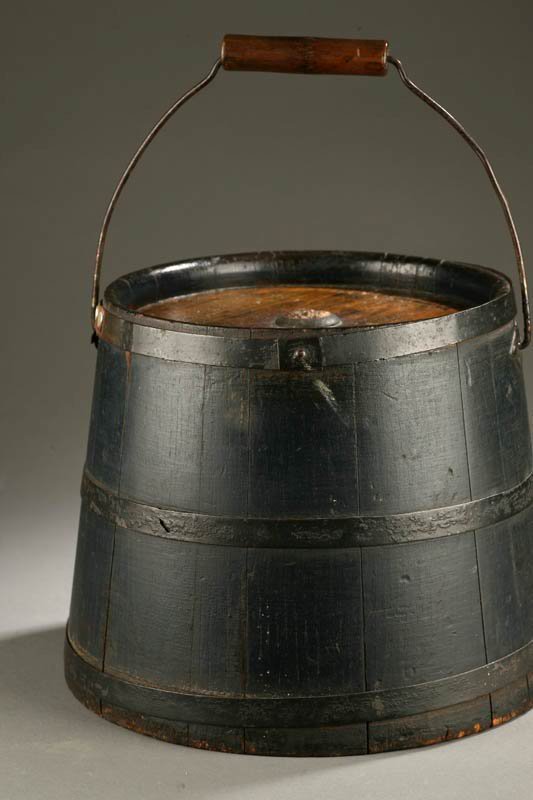 PAINTED FIRKIN WITH SPOUT. Probably American, - 4
