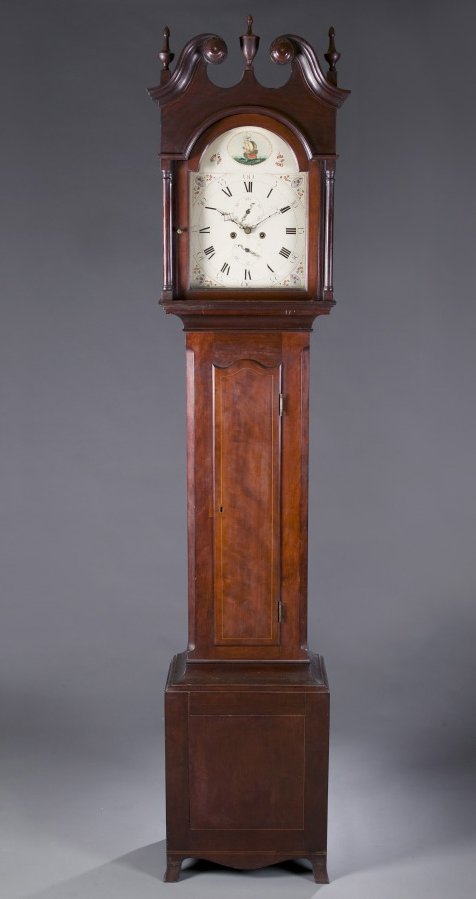 HEPPLEWHITE TALL CASE CLOCK. Delaware Valley,