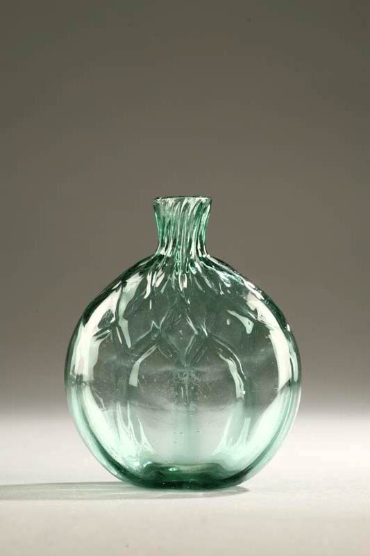 PALE AQUA CHESTNUT FLASK. Midwestern, possibl