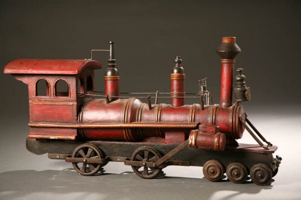 WOODEN TRAIN. American, 20th century, mixed w