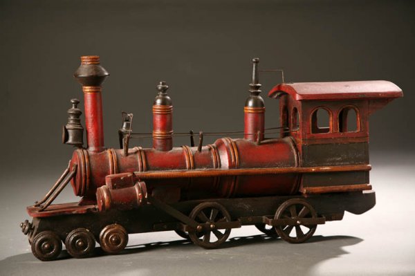WOODEN TRAIN. American, 20th century, mixed w - 2