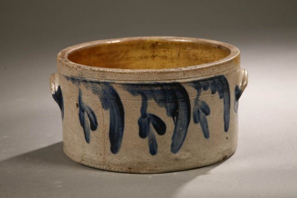 STONEWARE CAKE CROCK. American, mid to late 1
