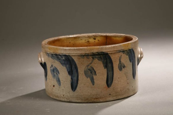 STONEWARE CAKE CROCK. American, mid to late 1 - 2