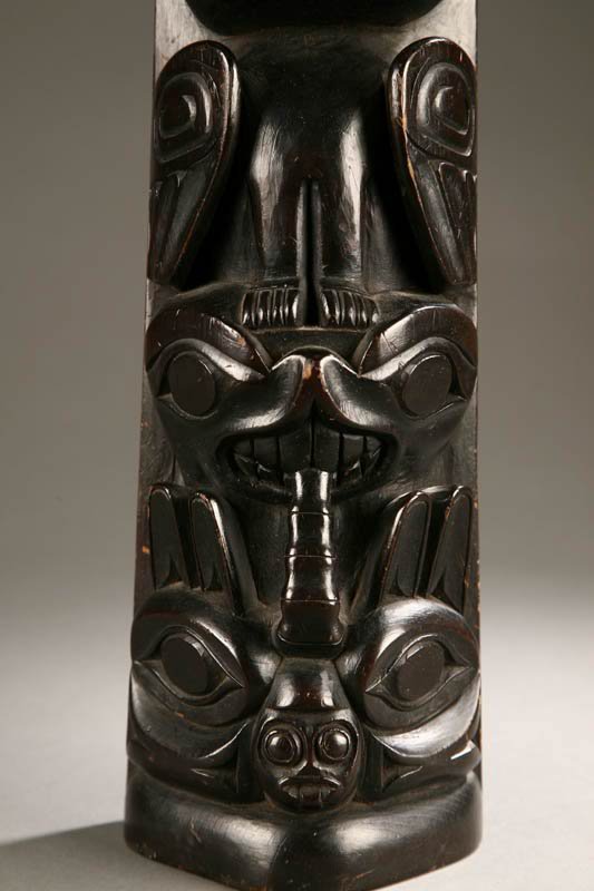 NORTHWEST COAST TOTEM. Carved with two figure - 3