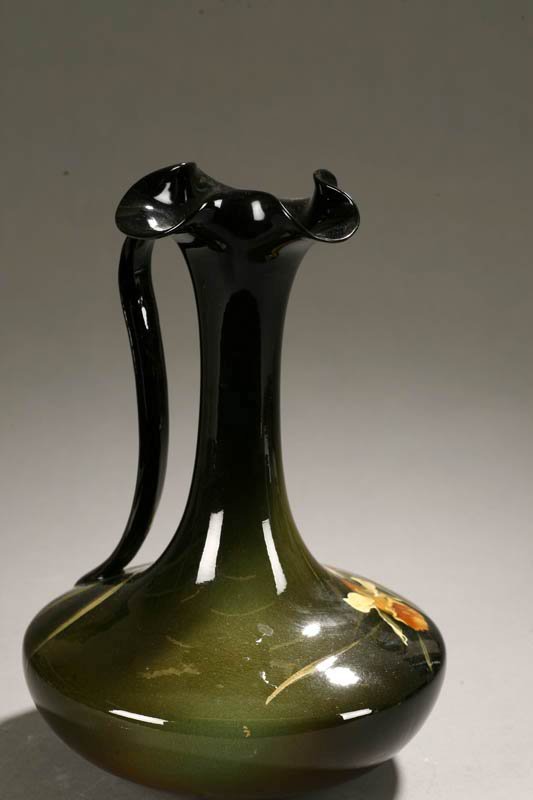 LARGE LOUWELSA WELLER EWER. Ruffeled rim vase wit - 4