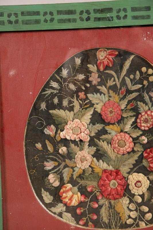 FRAMED STUMPWORK. Depicting flowers, strawberries - 3