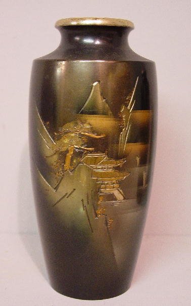 THREE ORIENTAL PIECES: Pair of brass vas - 2