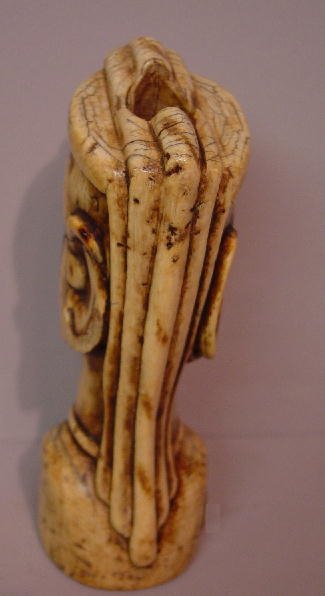 IVORY CARVED BUST. Carved tusk (hollow c - 2