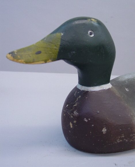 CARVED WOODEN FACTORY DECOY. Mallard dra - 2