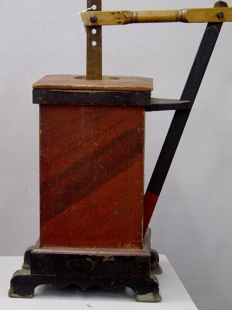 DECORATED BUTTER CHURN. Original black o