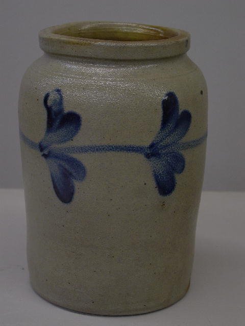 STONEWARE JAR WITH BOLD COBALT DECORATIO