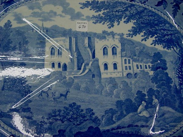 LARGE STAFFORDSHIRE PLATTER. Blue and wh - 2