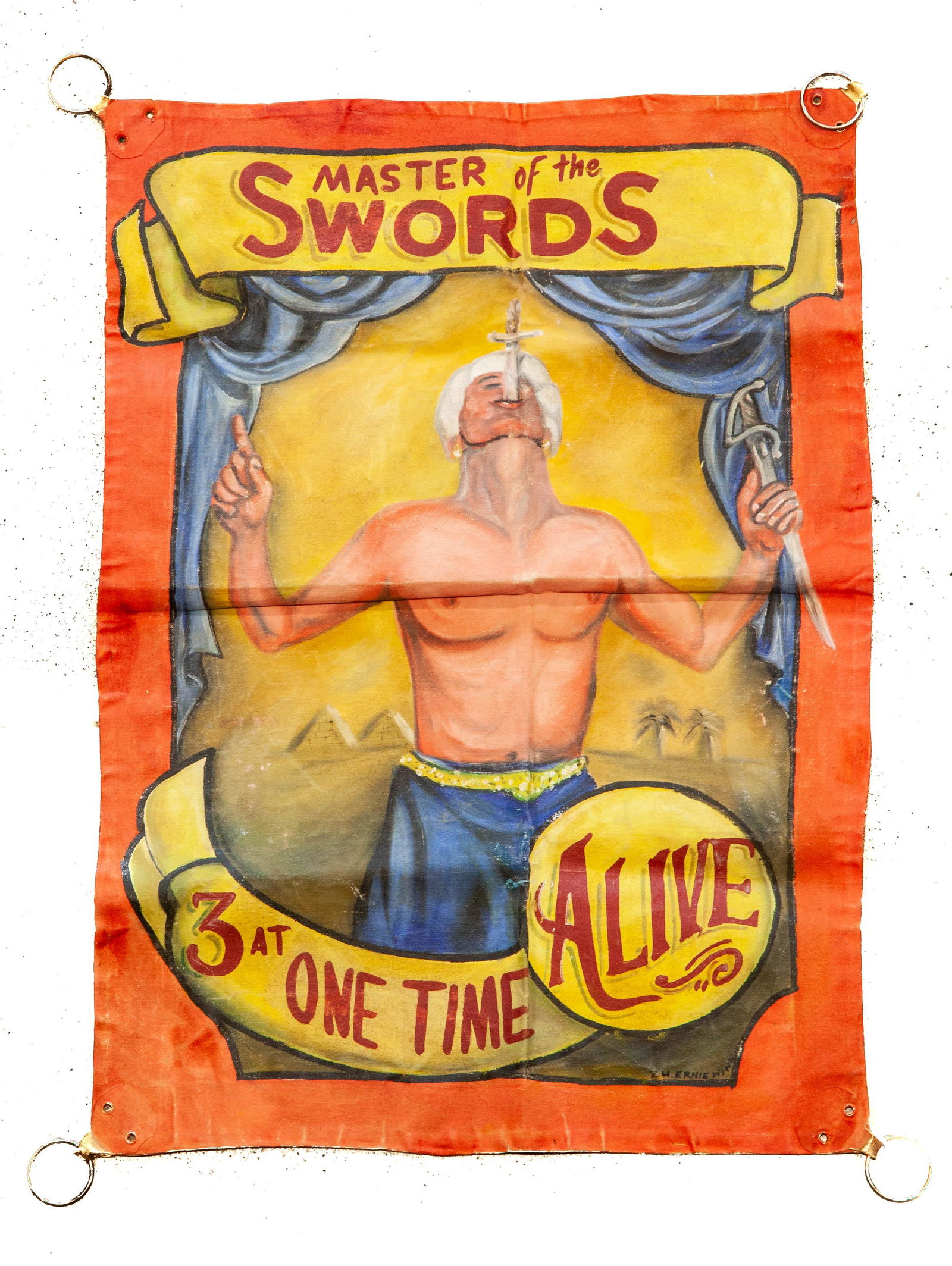 AMERICAN CIRCUS SIDESHOW BANNER BY ERNIE WINN. (1 of 3)