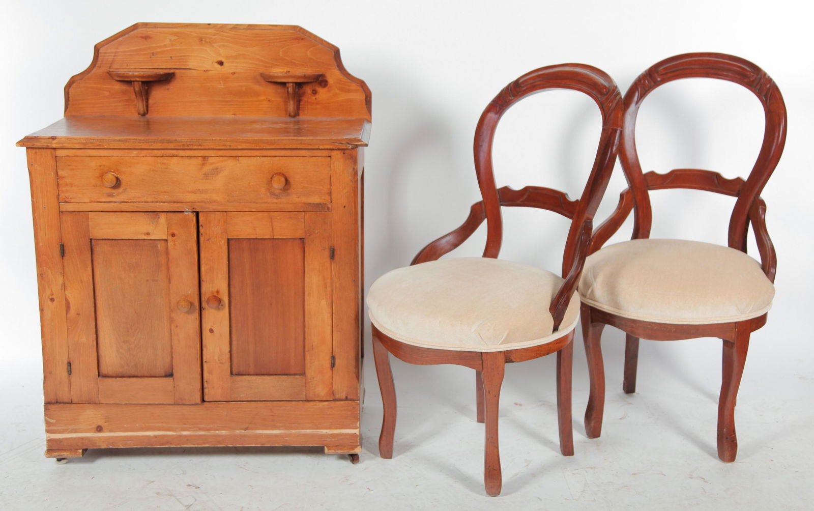 TWO CHAIRS AND COMMODE. (1 of 1)