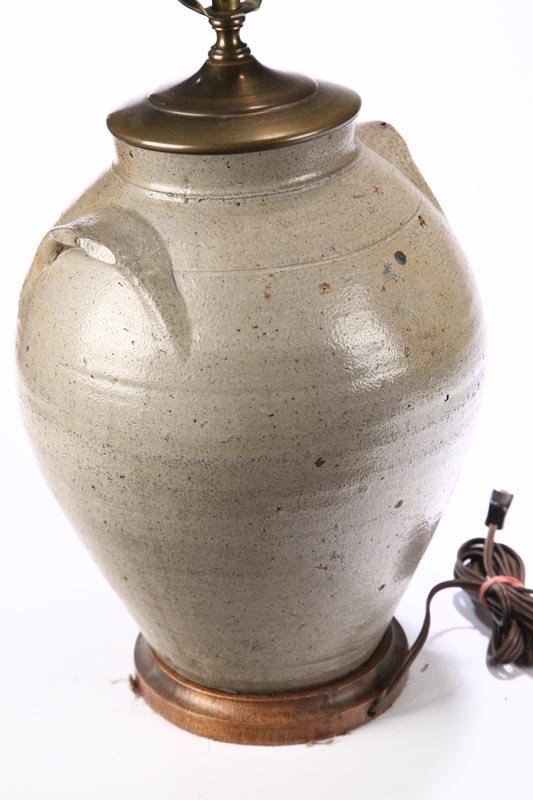 TWO STONEWARE CROCK LAMPS. - 4